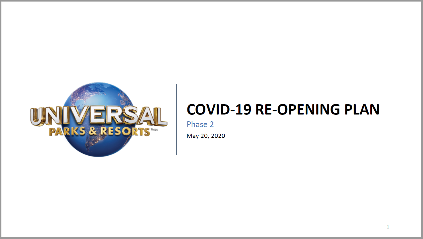 Plano de Reabertura Universal Orlando